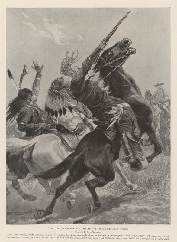 Ölümün Çenelerine, Üç Asi Sioux Kızılderilisinin İnfazı by Richard Caton Woodville junior