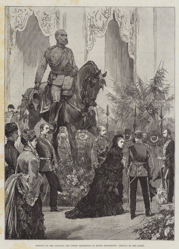 South Kensington'daki Koloni ve Kızılderili Sergisinin Açılışı, Kraliçenin Gelişi by Richard Caton Woodville junior