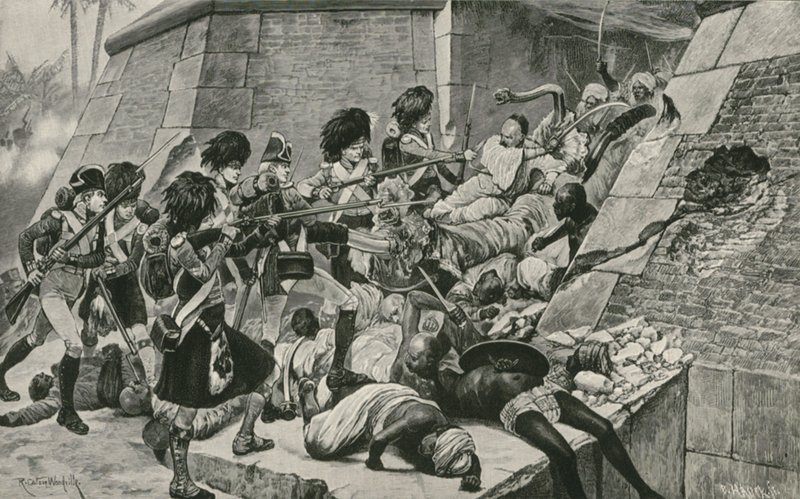 The British Troops Storm Seringapatan, the Capital of Sultan Tippu  by Richard Caton Woodville junior