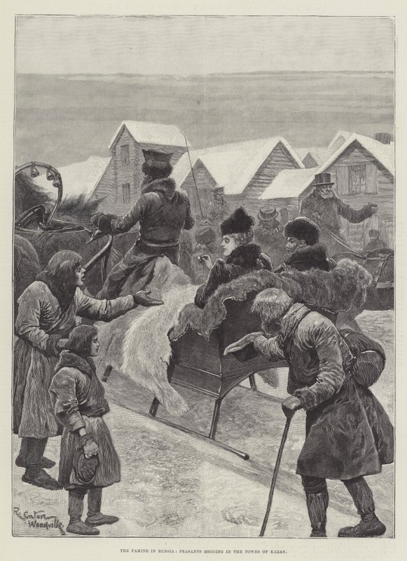 Rusya'da Kıtlık, Kazan Kasabalarında Dilenen Köylüler by Richard Caton Woodville junior