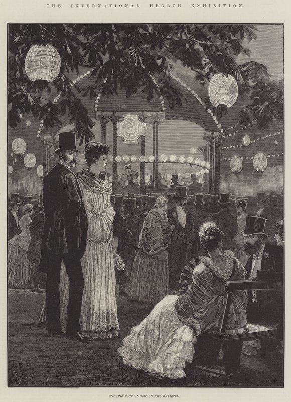 Uluslararası Sağlık Sergisi, Akşam Şenliği, Bahçelerde Müzik by Richard Caton Woodville junior