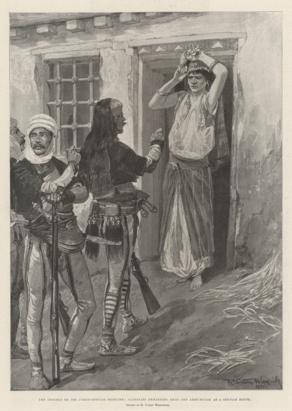 Türk-Hırvat Sınırındaki Sıkıntı, Arnavutların Servian Evinde Silah ve Mühimmat Talepleri by Richard Caton Woodville junior