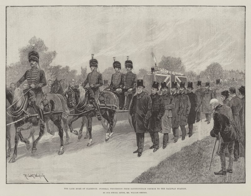 Merhum Clarence Dükü, Sandringham Kilisesi'nden Tren İstasyonuna Cenaze Alayı by Richard Caton Woodville junior