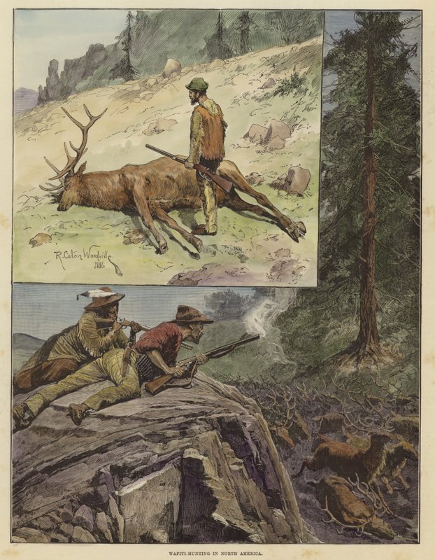 Kuzey Amerika'da Wapiti avı by Richard Caton Woodville junior