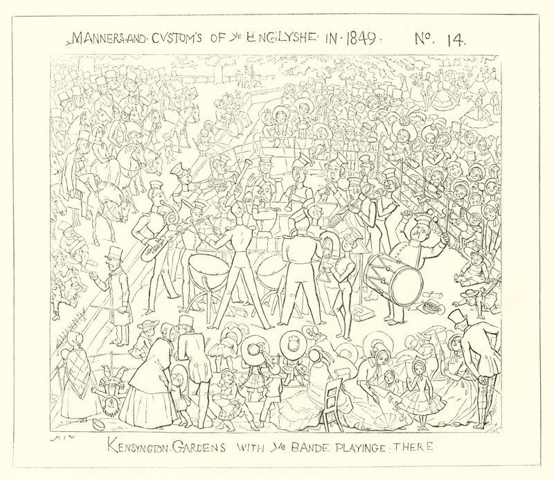 1849, Kensington Bahçeleri, grup çalıyor by Richard Doyle