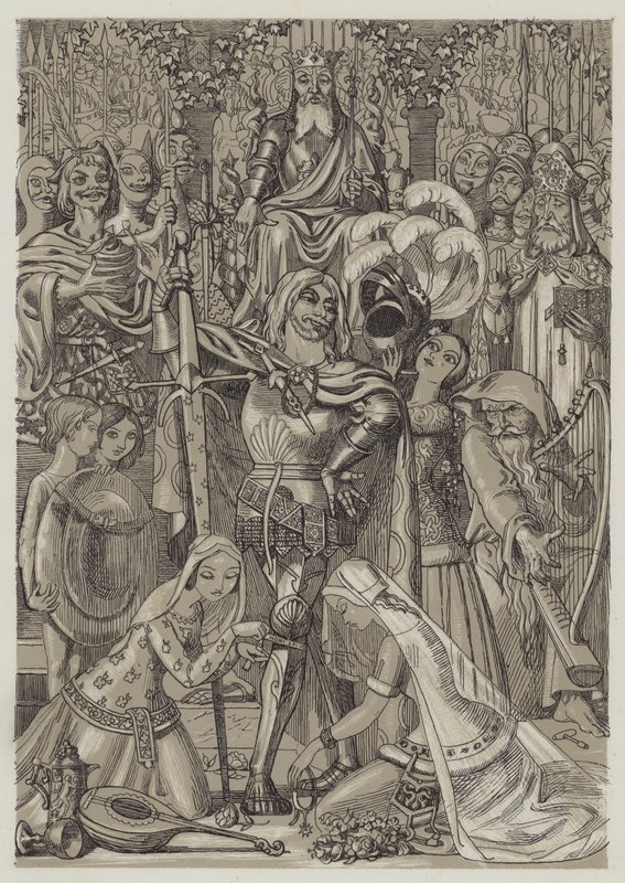 Jartiyerin İlk Şövalyesi (aquatint) by Richard Doyle
