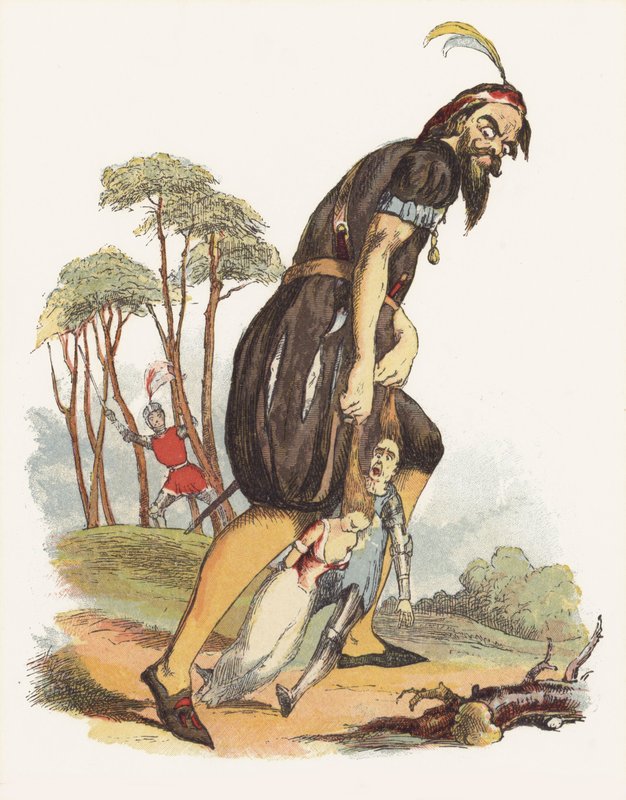 Jack The Giant Killer için çizim (renkli taş) by Richard Doyle