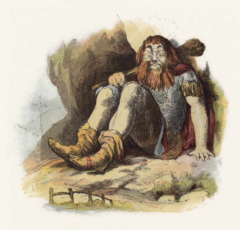 Jack The Giant Killer (renkli taş) için çizim by Richard Doyle