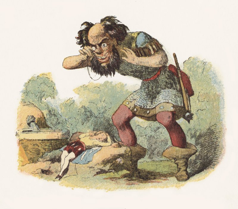 Jack The Giant Killer (renkli taş) için çizim by Richard Doyle