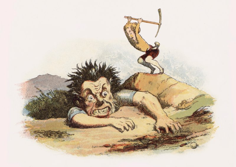 Jack The Giant Killer (renkli taş) için çizim by Richard Doyle