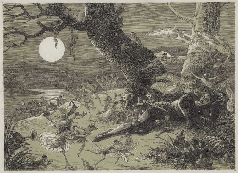 Yaz Ortası Şövalyeleri Rüyası (aquatint) by Richard Doyle