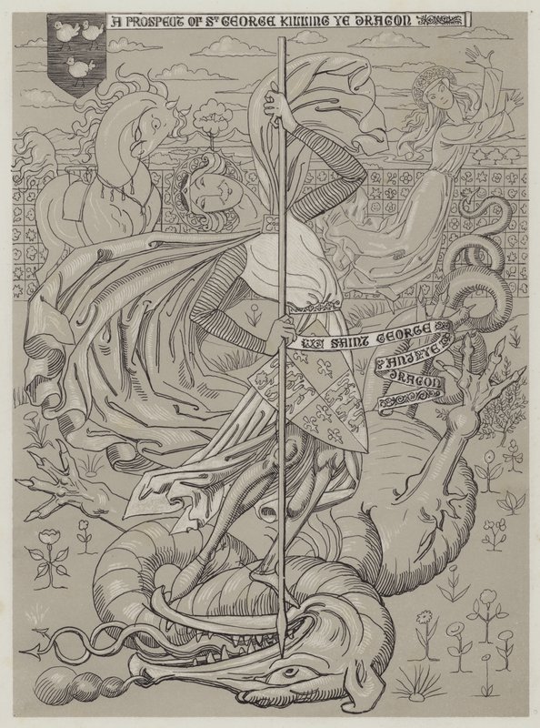 Aziz George Ejderhayı Öldürüyor (aquatint) by Richard Doyle