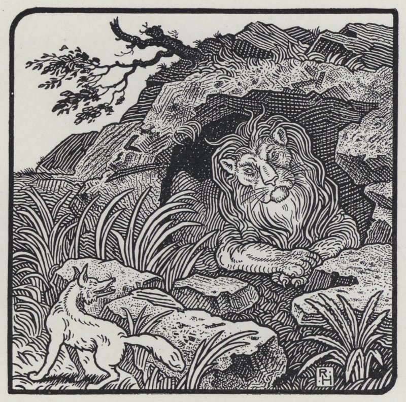 Aslan, Tilki ve Canavarlar (gravür) by Richard Heighway