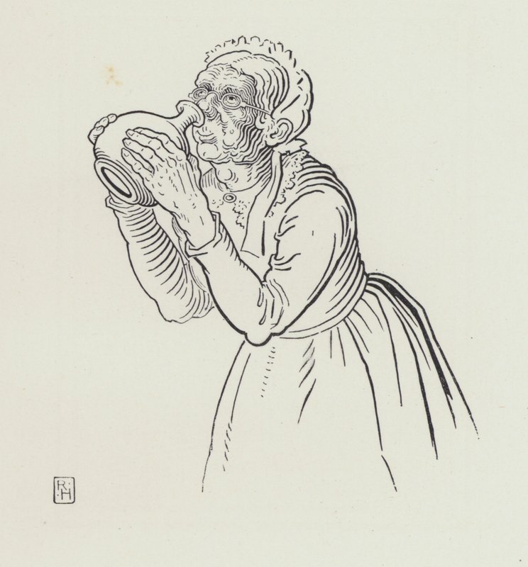 Yaşlı Kadın ve Şarap Kavanozu (gravür) by Richard Heighway
