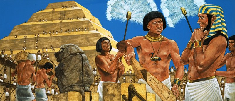 Gökbilimci ve mimar İmhotep, Firavun Zoser ile birlikte by Richard Hook