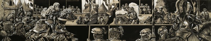 Bir mızrak dövüşü turnuvasının panaromik görüntüsü by Richard Hook