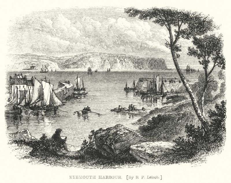 Eyemouth Limanı (gravür) by Richard Principal (after) Leitch