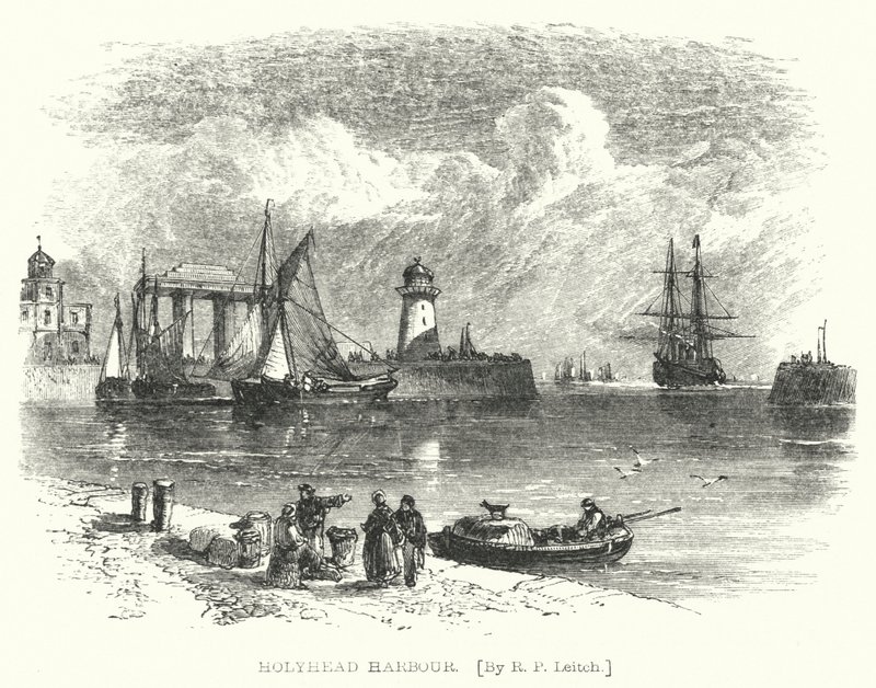 Holyhead Limanı (gravür) by Richard Principal (after) Leitch