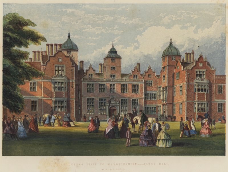 Kraliçenin Warwickshire Ziyareti, Aston Hall (chromolitho) by Richard Principal Leitch