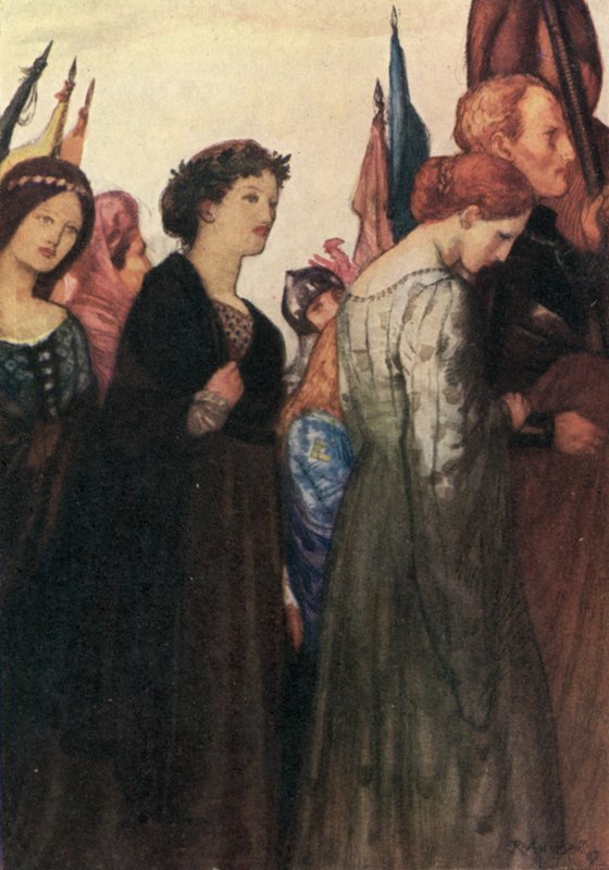 Ve güzel eski kafiye yapan güzellik, ölü bayanlara ve sevimli şövalyelere övgü by Robert Anning Bell