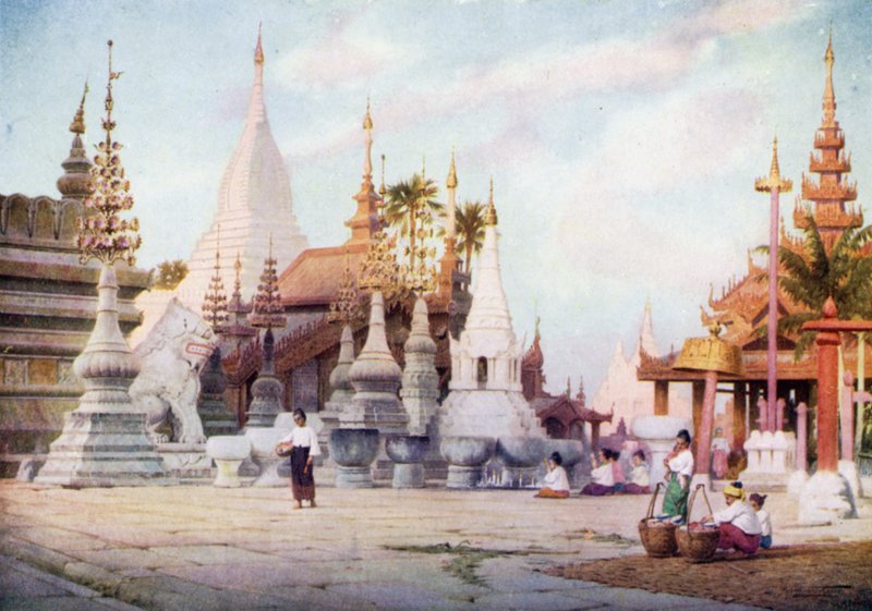 Platform of the Shwezigon Pagoda, Bagan, Burma 1905  by Robert George Talbot Kelly