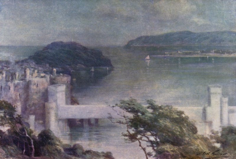 Conway from Benarth, Early Morning (colour litho) by Robert (after) Fowler