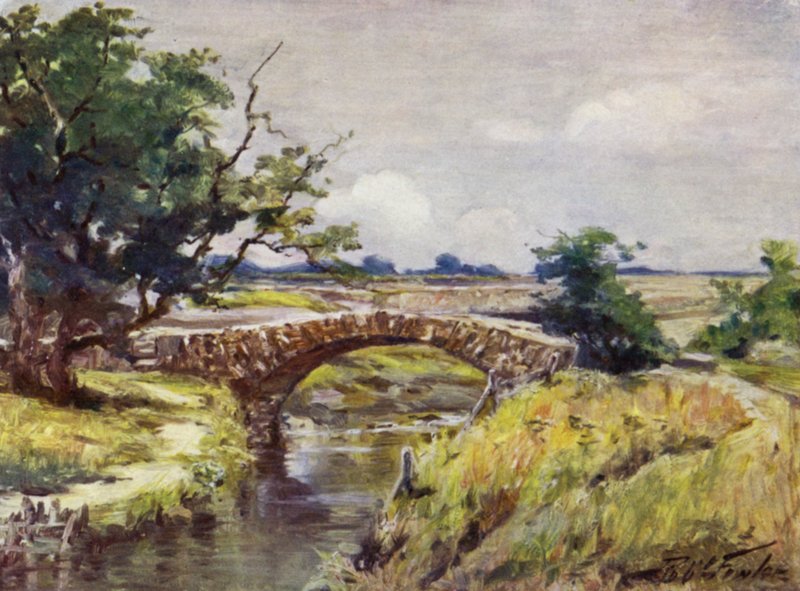 Swansea yakınlarındaki Eski Roma Köprüsü (renkli taş) by Robert (after) Fowler