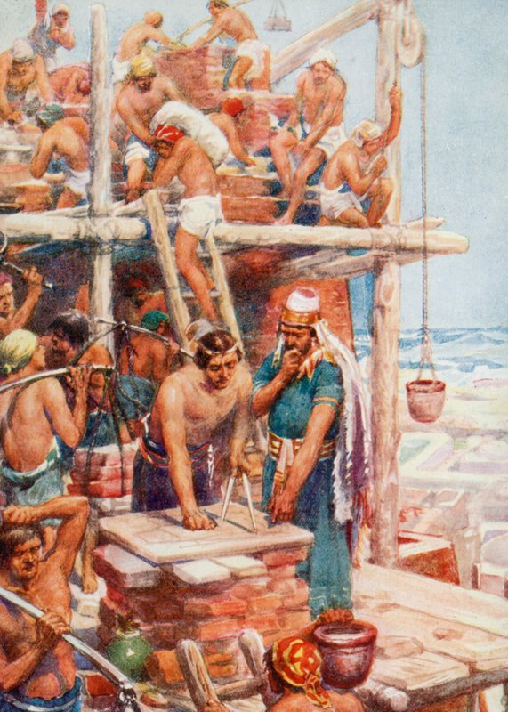 Babil Kulesi İnşası (renkli taş) by Robert Ambrose (after) Dudley