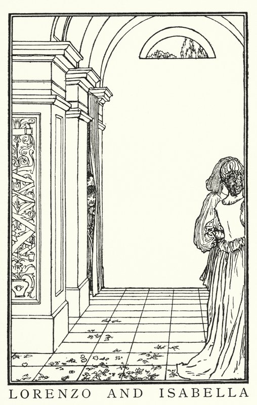 John Keats'in Şiirleri için İllüstrasyon: Isabella veya Fesleğen Çömleği (lito) by Robert Anning Bell
