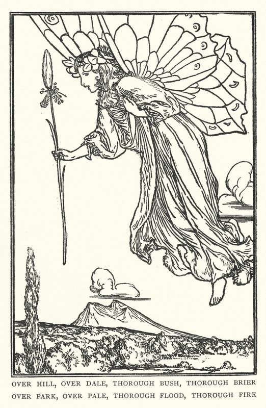 Tepenin üzerinde, vadinin üzerinde, kapsamlı çalı, kapsamlı çalı, parkın üzerinde, aşırı solgun, kapsamlı sel, kapsamlı yangın (lito) by Robert Anning Bell