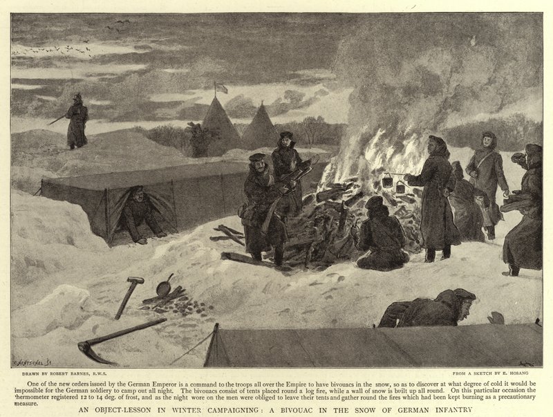Kış Seferlerinde Bir Nesne-Ders, Alman Piyadelerinin Karında Bir Bivouac by Robert Barnes