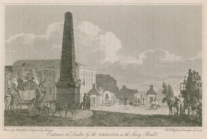 Surrey Yolu'ndaki Dikilitaş tarafından Londra'ya giriş by Robert Blemell Schnebbelie