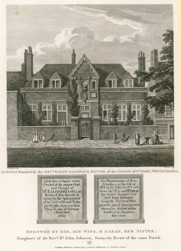 Schools founded by the Reverend Ralph Davenant, Rector of the Parish of St Mary, Whitechapel  by Robert Blemell Schnebbelie