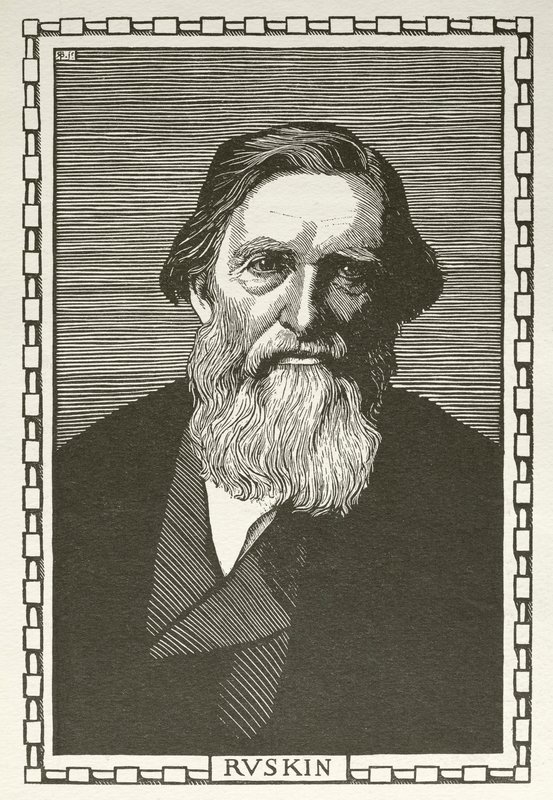 John Ruskin, İngiliz yazar, sanat eleştirmeni, sanatçı ve sosyal düşünür (tahta baskı) by Robert Bryden