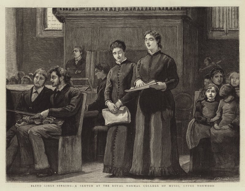 Kör Kızlar şarkı söylüyor, Royal Normal College of Music, Upper Norwood'da bir Eskiz by Robert Walker Macbeth