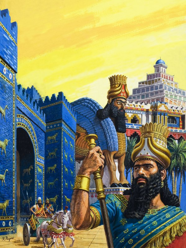 Kudretli Babil (kağıt üzerine guaj) by Roger Payne