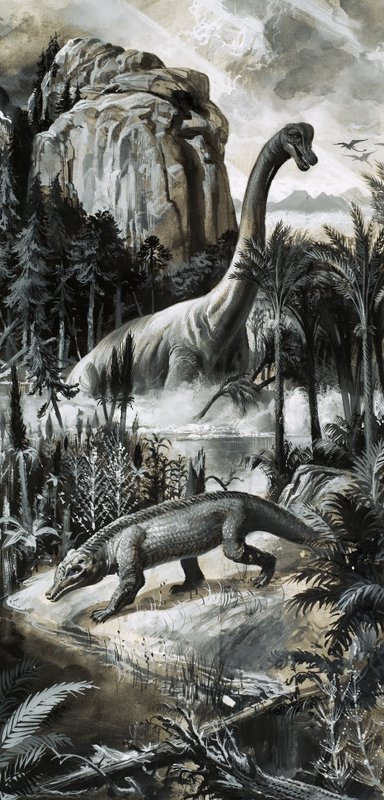 Dinozorlar (kağıt üzerine guaj) by Roger Payne