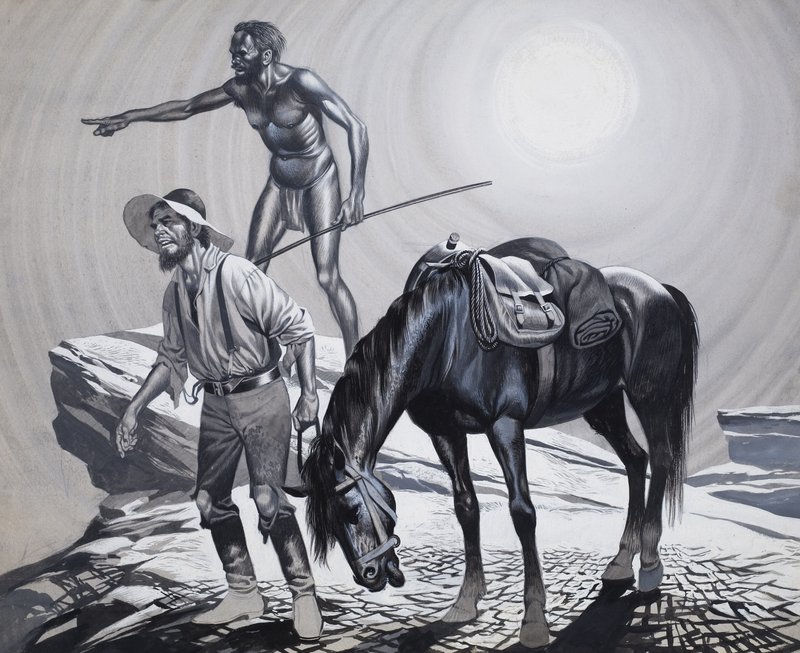 Edward Eyre (1815-1901) (kağıt üzerine guaj) by Ron Embleton