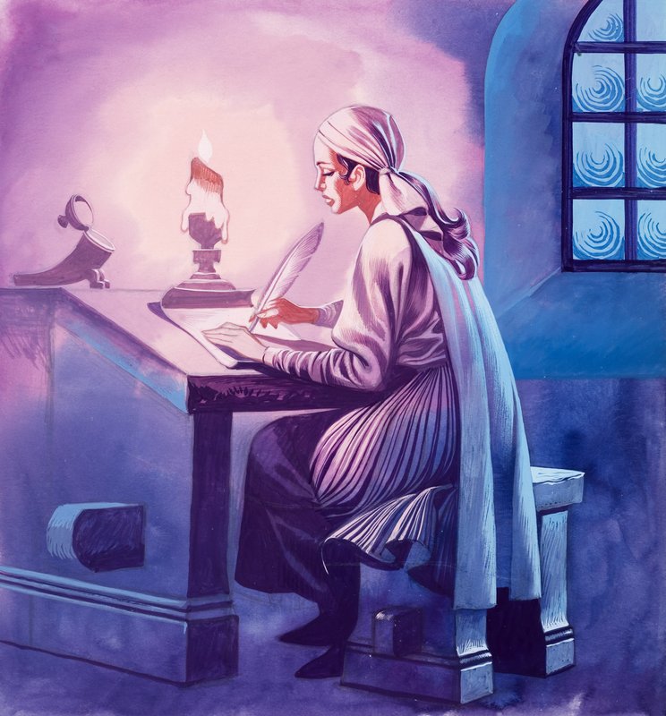Mektup Yazan Kız (kağıt üzerine guaj) by Ron Embleton