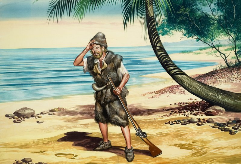 Robinson Crusoe (kağıt üzerine guaj) by Ron Embleton