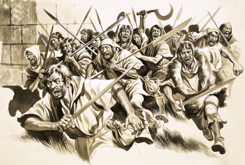 Kimliği belirsiz kalabalık saldırıda by Ron Embleton