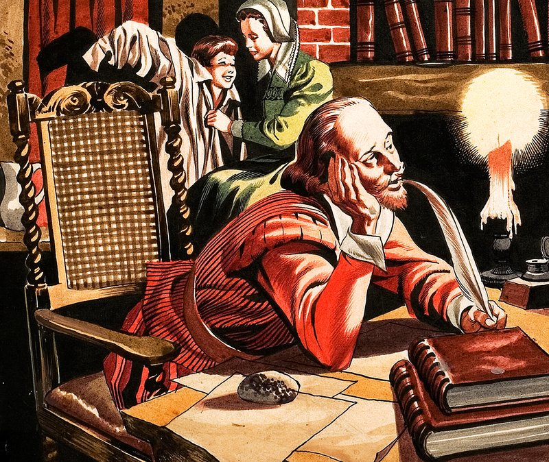 William Shakespeare evde yazıyor by Ron Embleton