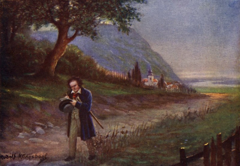 Beethoven Viyana banliyösünde sabah yürüyüşünde Kahlenbergerdorf (renkli taş) by Rudolf Klingsbogl