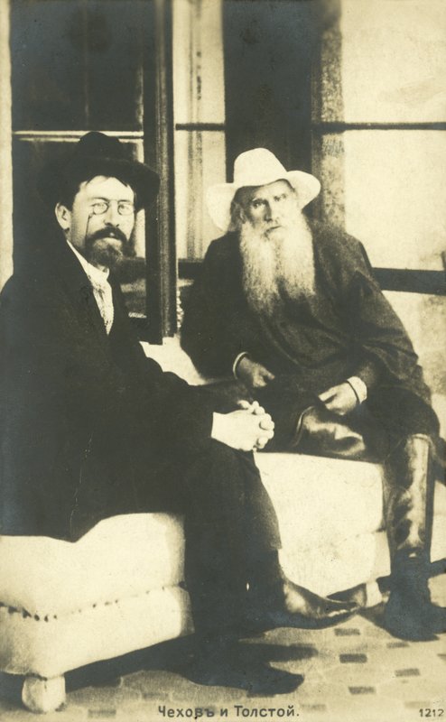 Anton Çehov ve Leo Tolstoy Yalta'da, Kırım, 1900 by Russian Photographer