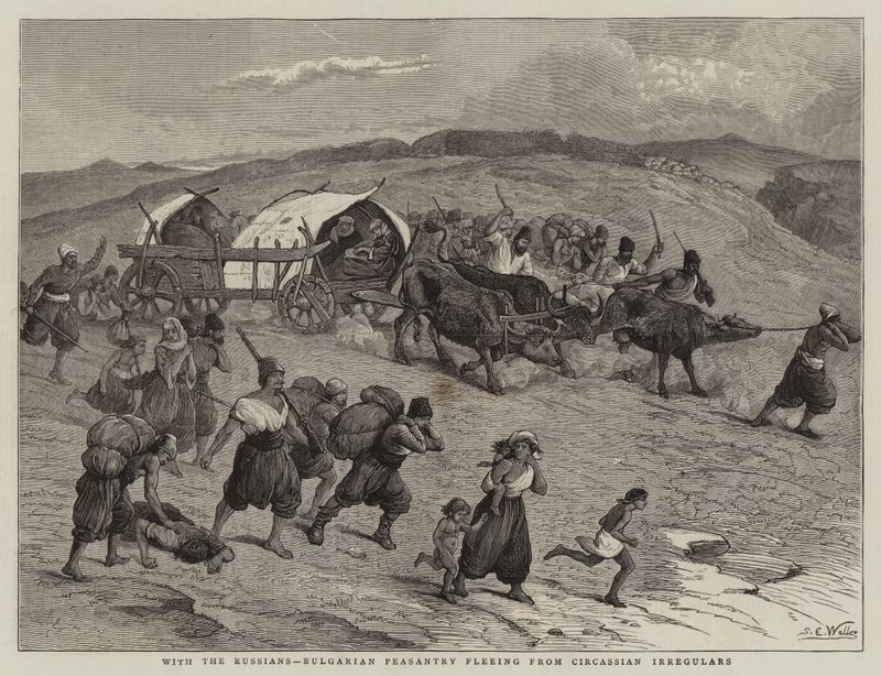 Ruslarla birlikte Çerkes Düzensizlerden kaçan Bulgar Köylüleri by Samuel Edmund Waller