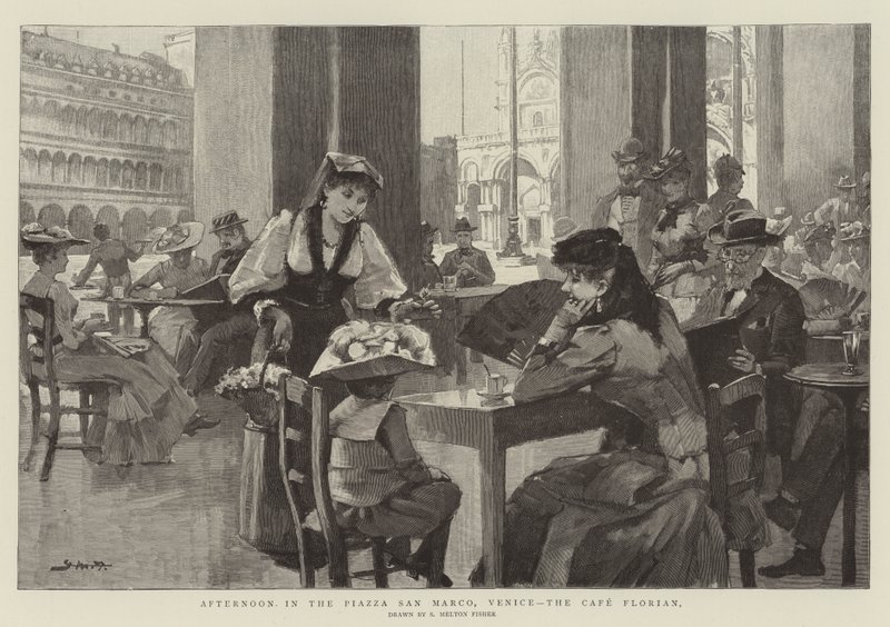 Öğleden sonra Piazza San Marco, Venedik, Cafe Florian by Samuel Melton Fisher
