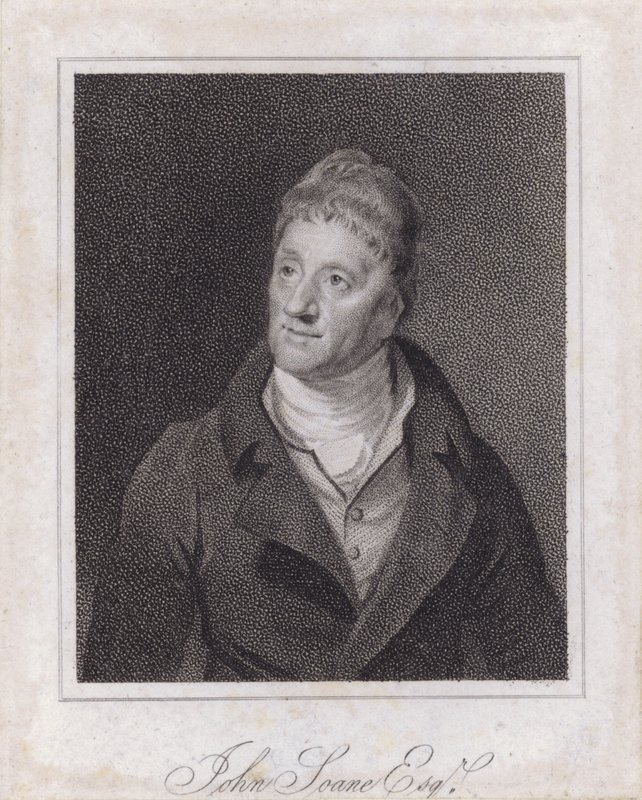 Sir John Soane, İngiliz mimar ve koleksiyoncu (gravür) by Samuel (after) Drummond