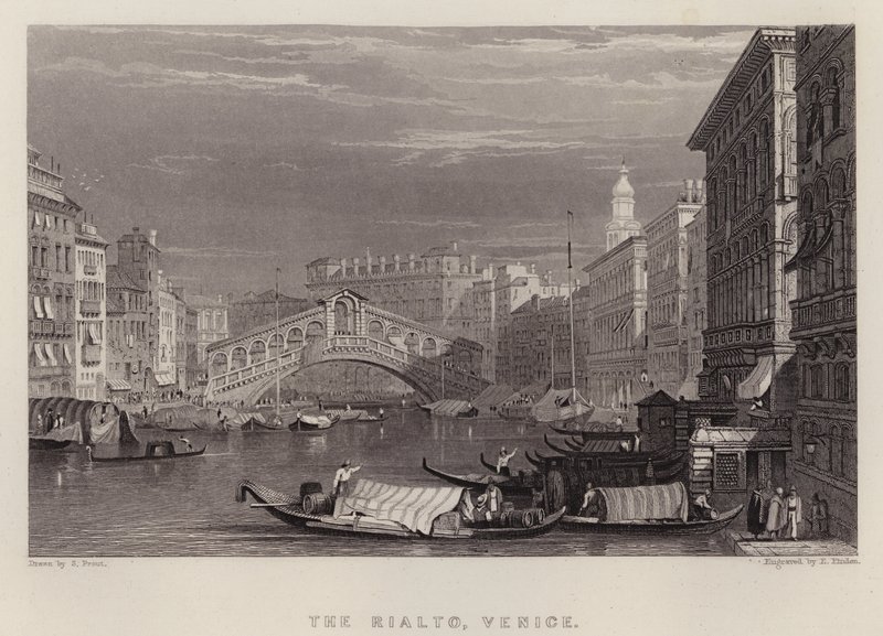 Rialto, Venedik (renkli taş) by Samuel (after) Prout