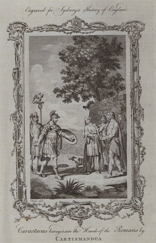 Caractacus, Cartismandua tarafından Romalıların Ellerine ihanet etti (gravür) by Samuel (after) Wale