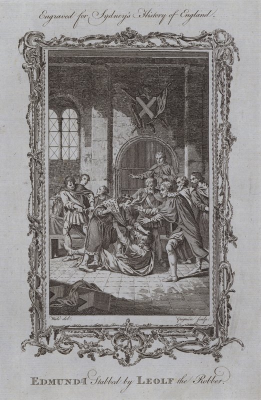 Edmund I Soyguncu Leolf Tarafından Bıçaklandım (gravür) by Samuel (after) Wale